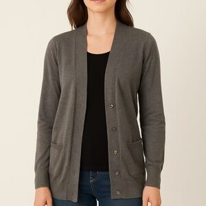 Grace Elements Gray Button Front Cardigan Sweater Women’s Size Medium